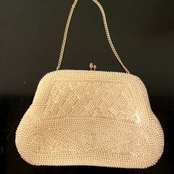 Vintage‎ Beaded Pearl Kisslock Purse - Picture 2 of 4